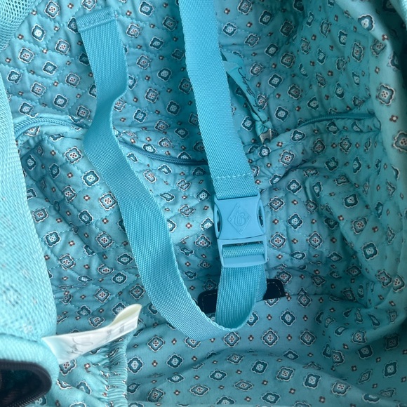 TURQUOISE W/BROWN ACCENTS! Pretty Vera Bradley Fabric Wheeled Carryon Suitcase - Picture 13 of 16